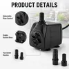 Mini-waterpomp, dompelbaar, 10 W, 600 l/u, aquariumpomp met Productafbeelding-voorbeeld 3