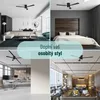 A collage of four different interior design scenes, each featuring a ceiling fan. Náhled obrázku produktu