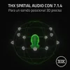 A diagram illustrating 3D spatial audio with a head in the center surrounded by speakers. Produktbild-Vorschau