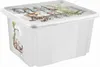 A clear, well-lit studio shot of a white plastic storage box with a lid decorated with a Winnie the Pooh illustration. Voir les images du produit