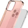 A close-up shot of a transparent pink phone case on a white background, with a silver phone partially visible underneath. Produktbild-Vorschau