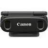 A black Canon PowerShot V10 compact camera is shown from the front. Podgląd zdjęcia produktu