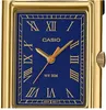 A close-up view of a gold-colored Casio watch with a blue face and Roman numerals. Produktbild-Vorschau