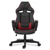 A black and red gaming chair is shown from the front on a white background. Voir les images du produit