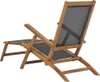 A wooden deck chair with a black fabric seat and backrest, shown from a rear-diagonal angle against a white background. Voir les images du produit