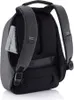 The back of a dark gray backpack is shown, with a tablet peeking out of a side pocket. Anteprima dell’immagine prodotto