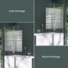 Collage showing two different mounting options for a bathtub shower screen. Produktbild-Vorschau