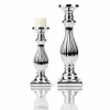 2er Set Kerzenleuchte 32 & 39 cm Silber Keramik Hochglanz Produktbild-Vorschau 4