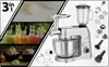 A collage of images showcasing a kitchen appliance and its various uses, including ingredients and prepared food. Produktbild-Vorschau