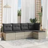 vidaXL 5-tlg. Garten-Sofagarnitur mit Kissen Hellgrau Poly Produktbild-Vorschau 2