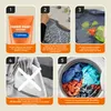 A collage of five images showing the steps for using fabric paint on textiles. Produktbild-Vorschau