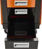 A close-up view of an orange and black tool cart with three drawers, one of which is open. Produktbild-Vorschau