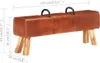 A diagram showing the dimensions of a vintage-style pommel horse bench. Voir les images du produit