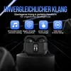 Marketing image for Strex Bluetooth headphones, showing the product and highlighting its features with text and icons. Produktbild-Vorschau