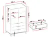 Diagram showing the dimensions of a wardrobe and its drawers. Náhled obrázku produktu