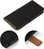 A black flip-style phone case is shown from a slightly elevated angle against a white background. Two close-up insets show details of the case's closure mechanism and interior. Produktbild-Vorschau