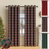 A collage of Christmas-themed plaid curtains, with a Christmas tree and fireplace visible in the background. Voir les images du produit