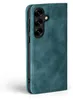 A teal-colored flip case for a smartphone, shown from the side. Produktbild-Vorschau