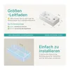 Diagrams and text explaining the dimensions and installation of a sink. Voir les images du produit