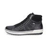 A side view of a black high-top sneaker. Voir les images du produit