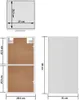 Collage showing different views and dimensions of a white kitchen unit. Produktbild-Vorschau