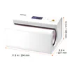 A white heat press machine with dimensions indicated. Produktbild-Vorschau