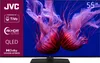 A television screen displaying a vibrant image of jellyfish, with branding and feature callouts on the left side. Produktbild-Vorschau