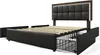 A bed frame with a tufted headboard and storage drawers, shown from a diagonal angle against a white background. Náhled obrázku produktu