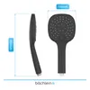 Two views of a black shower head with dimensions indicated. Produktbild-Vorschau