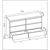 A technical drawing with dimensions of a dresser or sideboard. Produktbild-Vorschau