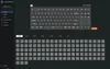 A screenshot of the Keychron software interface, showing a virtual keyboard layout and various configuration options. Produktbild-Vorschau