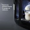 A close-up of a Tommee Tippee bottle maker with a bottle inside, with text overlay describing its features. Podgląd zdjęcia produktu
