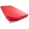 A red fitted sheet is shown on a mattress, isolated on a white background. Produktbild-Vorschau