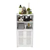 Badezimmerschrank mit Tür und offenes Fach 22x36x75cm Weiß Produktbild-Vorschau 4