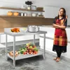 XINZI Table de travail en inox avec rebord 100 x 60 x 85 cm Voir les images du produit 10