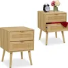 Comodino Relaxdays, set da 2, 2 cassetti, rattan, effetto Anteprima dell’immagine prodotto 1
