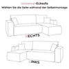 Two line drawings of a sectional sofa, one labeled 'RECHTS' (right) and the other 'LINKS' (left), illustrating assembly options. Produktbild-Vorschau