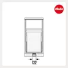 A technical drawing of a trash can pedal mechanism with dimensions and a brand logo. Anteprima dell’immagine prodotto