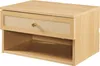 A wooden shelf unit with a rattan drawer front and a gold knob. Podgląd zdjęcia produktu