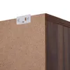 A close-up view of a white plastic mounting bracket attached to the back of a brown wooden shelf unit. Produktbild-Vorschau