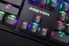 A close-up shot of a gaming keyboard with RGB lighting. Produktbild-Vorschau