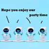 Four small robots are lined up on a light blue background, with text above them. Náhled obrázku produktu