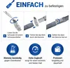 An instructional diagram showing how to attach a hose clamp to a hose, with accompanying feature descriptions. Produktbild-Vorschau