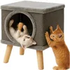 Maison pour chat sur pattes avec griffoir Voir les images du produit 12