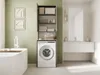 A modern bathroom with a washing machine and storage unit. Produktbild-Vorschau