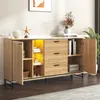 Sideboard - Schwarz/Holz - 3 Schubladen & 16-Farben LED - Produktbild-Vorschau 2