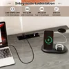 A desk with integrated charging ports, a laptop, a smartphone, and a smartwatch. Produktbild-Vorschau