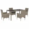 5-tlg. Garten-Essgruppe mit Kissen Grau Poly Rattan und Produktbild-Vorschau 1