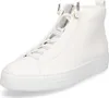 A white high-top sneaker is shown from a three-quarter front view against a white background. Voir les images du produit