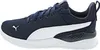 A side view of a navy blue Puma sneaker with a white stripe. Produktbild-Vorschau